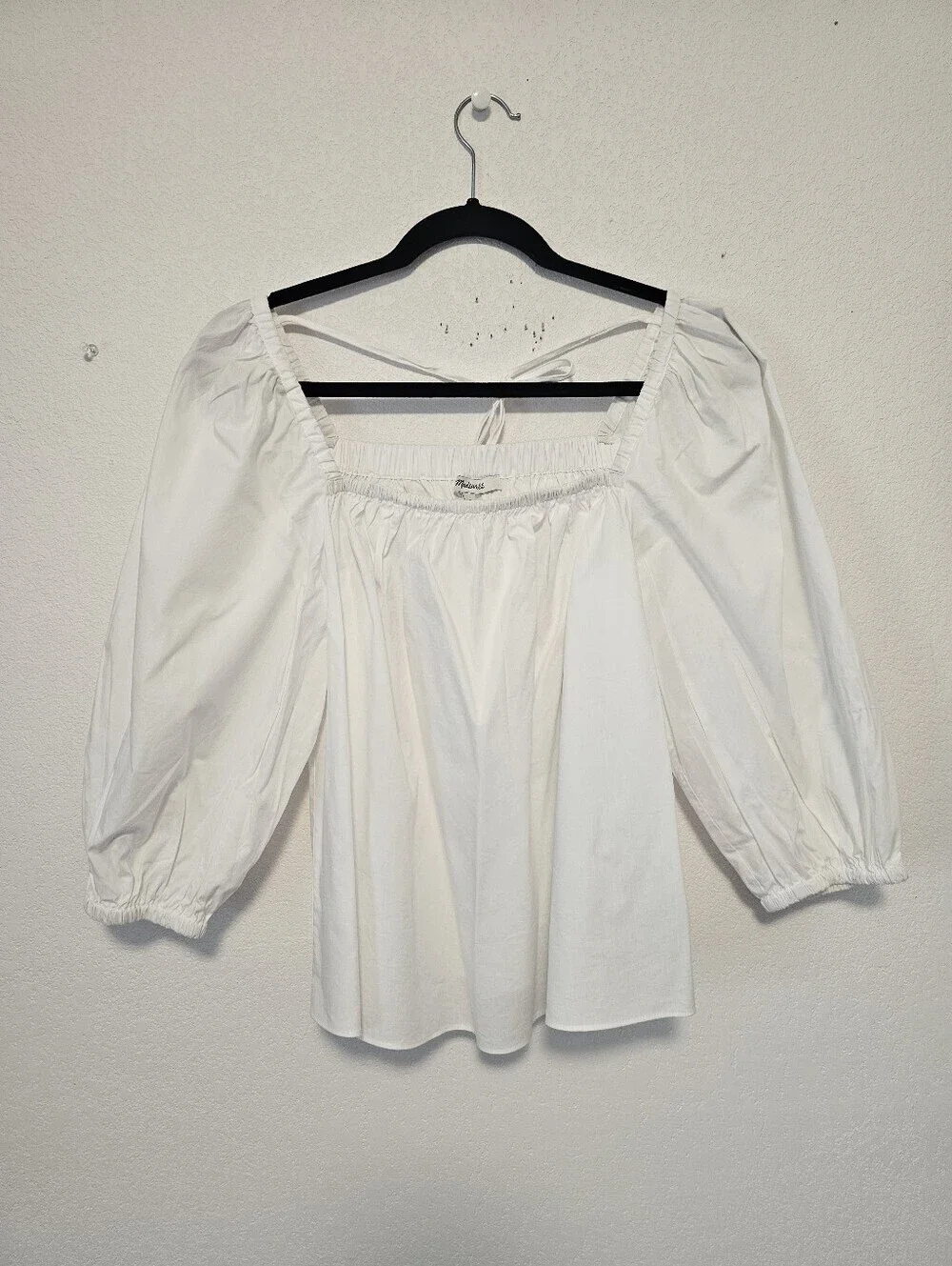 Madewell White Puff Sleeve Square Neck Women's Top Size 2 New with tags